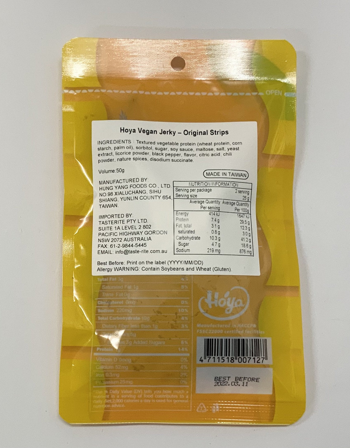 Hoya Vegan Jerky Original Strips 50g