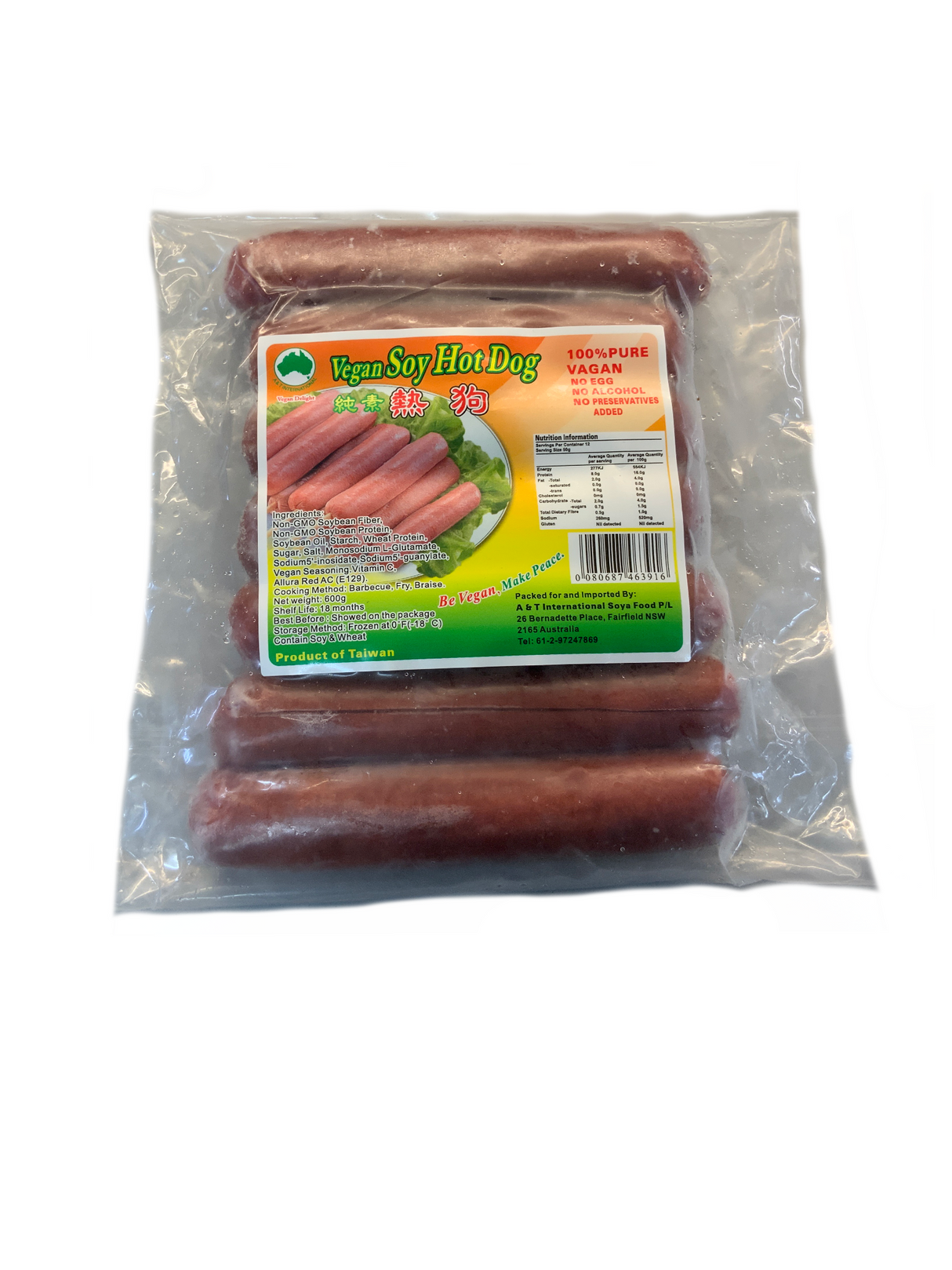 A&T Vegan Soy Hot Dog 600g