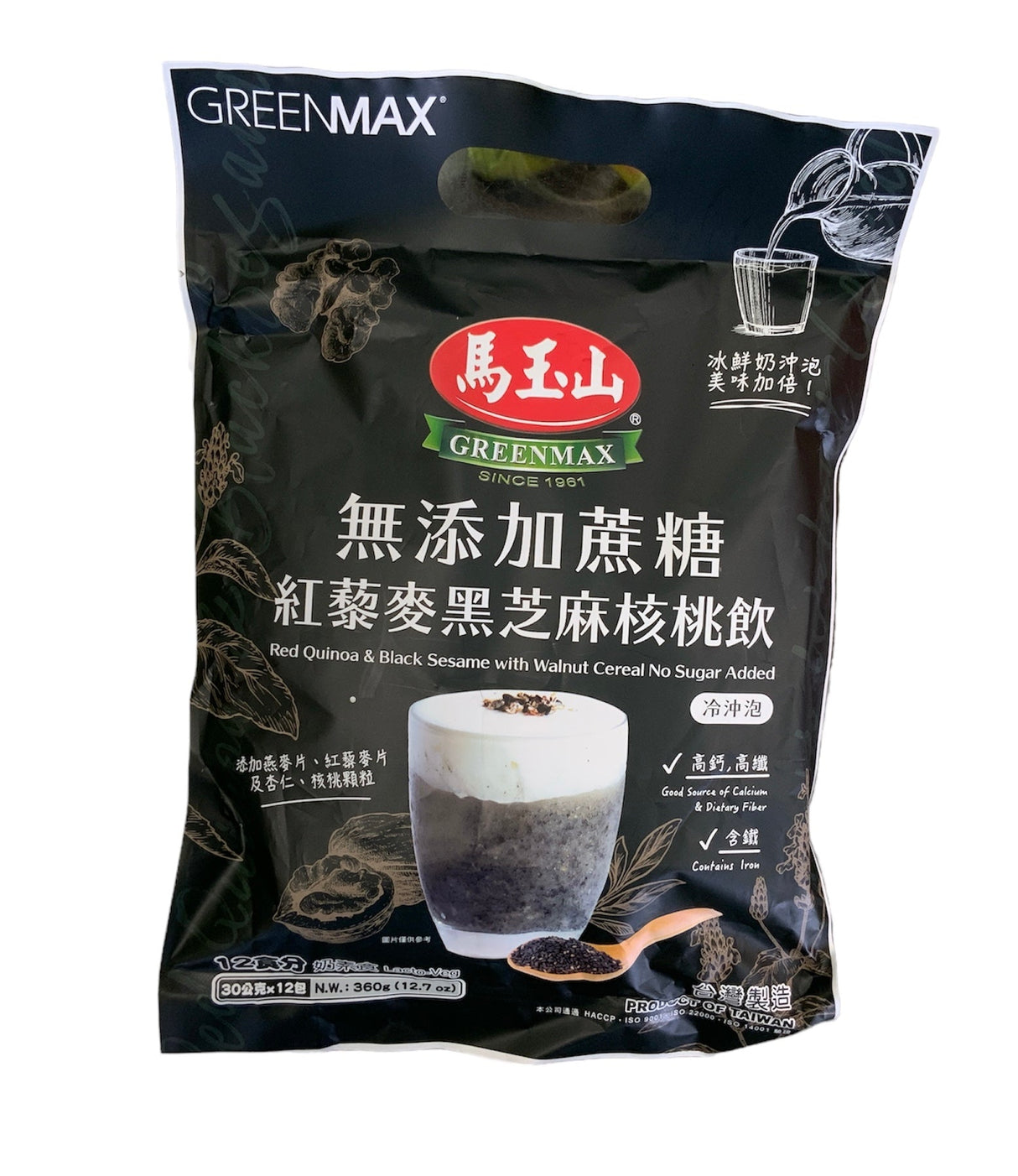 Greenmax 红藜麦黑芝麻核桃麦片 无糖 (360克)