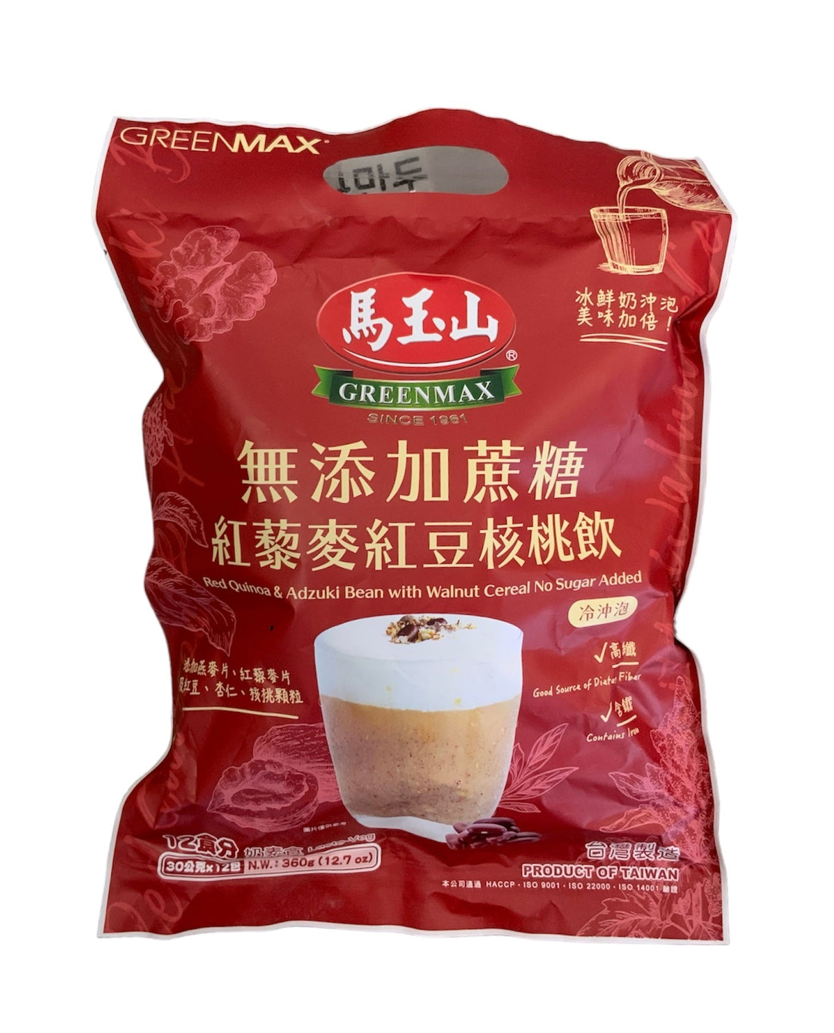 Greenmax 红藜麦红豆核桃麦片 无糖 (360克)