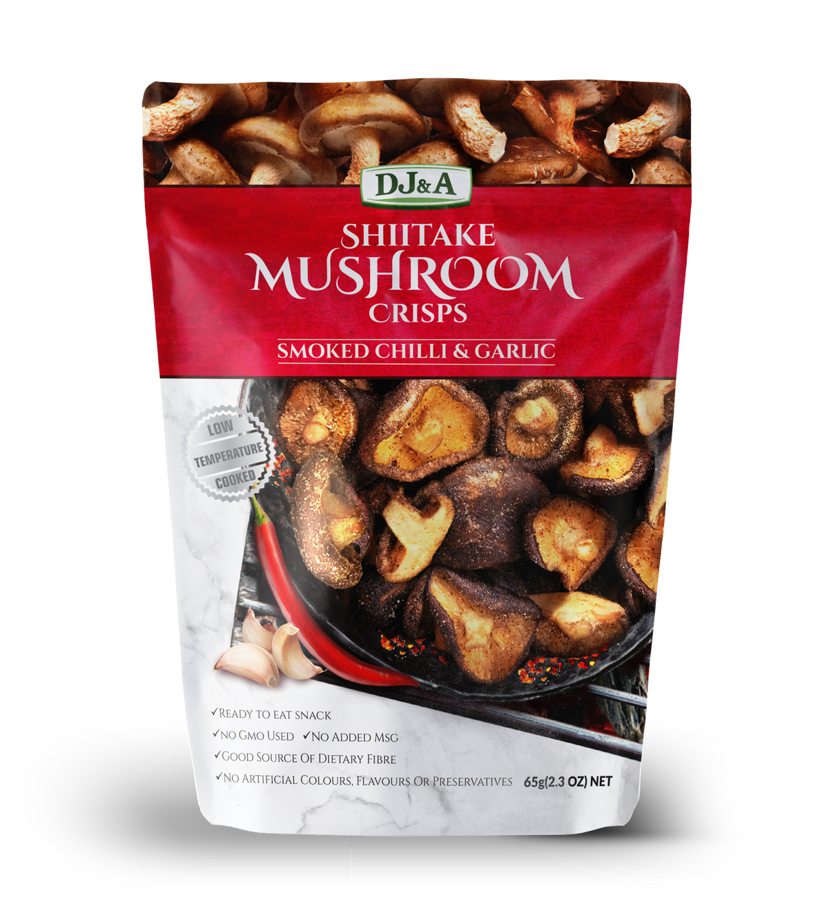 DJ&A Shiitake Mushroom Crisps Smoked Chilli & Garlic 65g